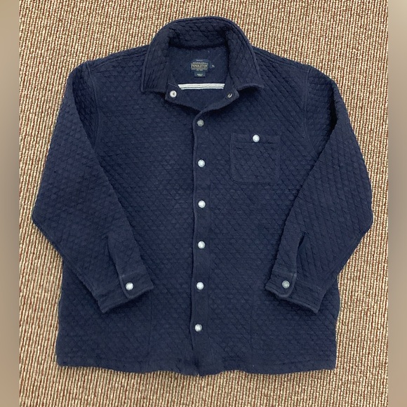 Men’s XL Navy Blue Cotton Blend PENDLETON Quilted Snap Button Shirt Jacket - Picture 4 of 10